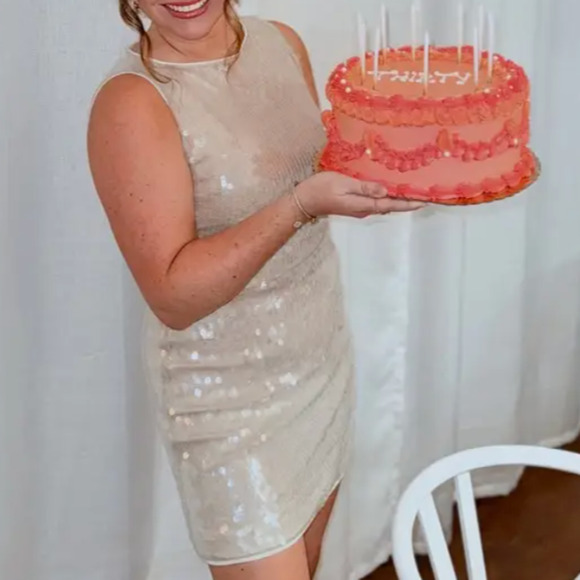 Staud Cream Sequin Mini Dress SIZE 6 Sheath Birthday Cocktail Designer $495 - Picture 9 of 12